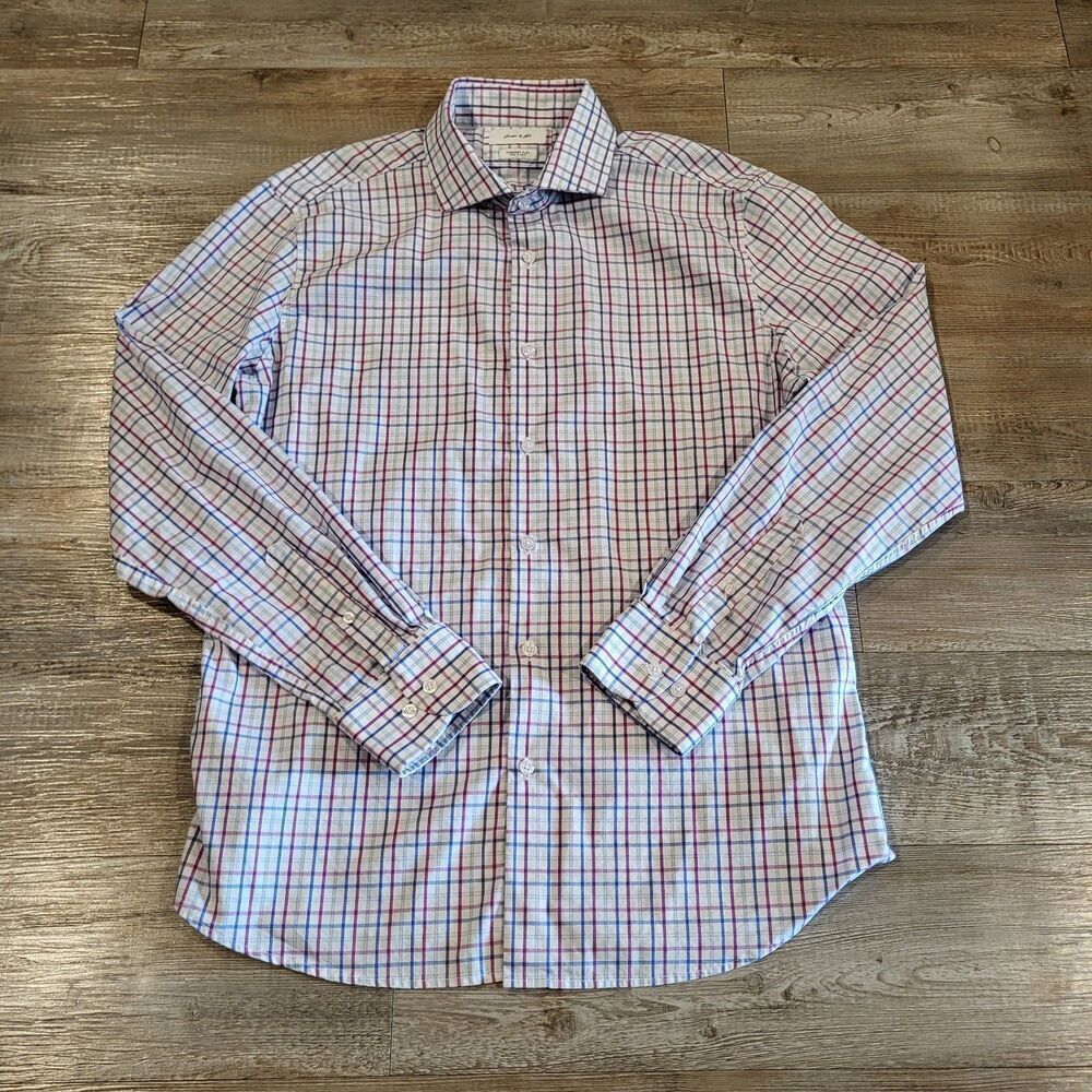 Porter & Ash Spread Collar Long Sleeved Button Down Dress Shirt Mens Size XL